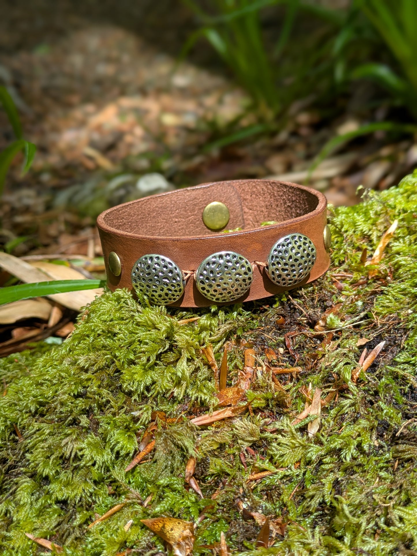 Bracelet en cuir Marron et perles