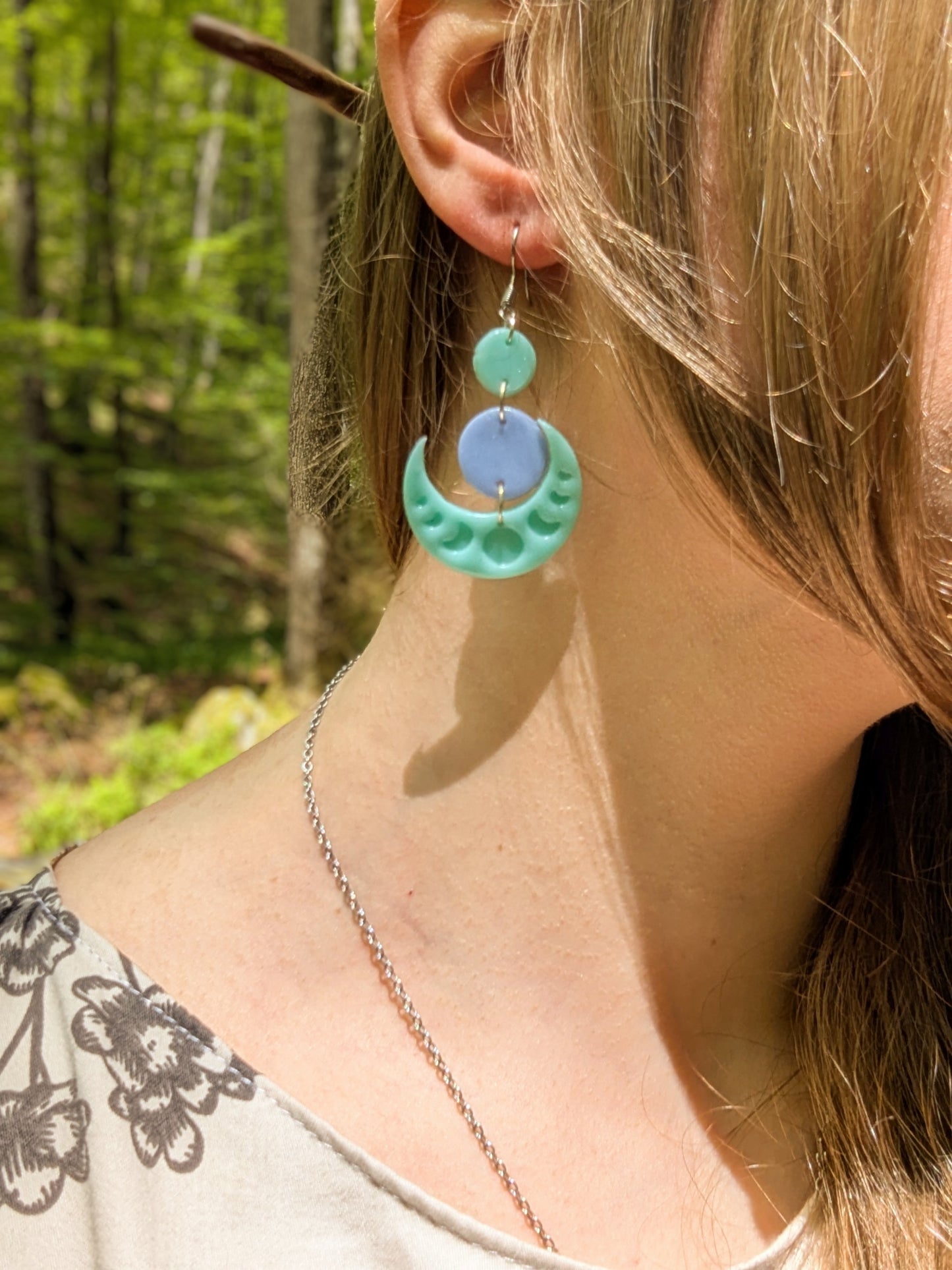 Boucles d'oreilles Lunes Pastel Verte