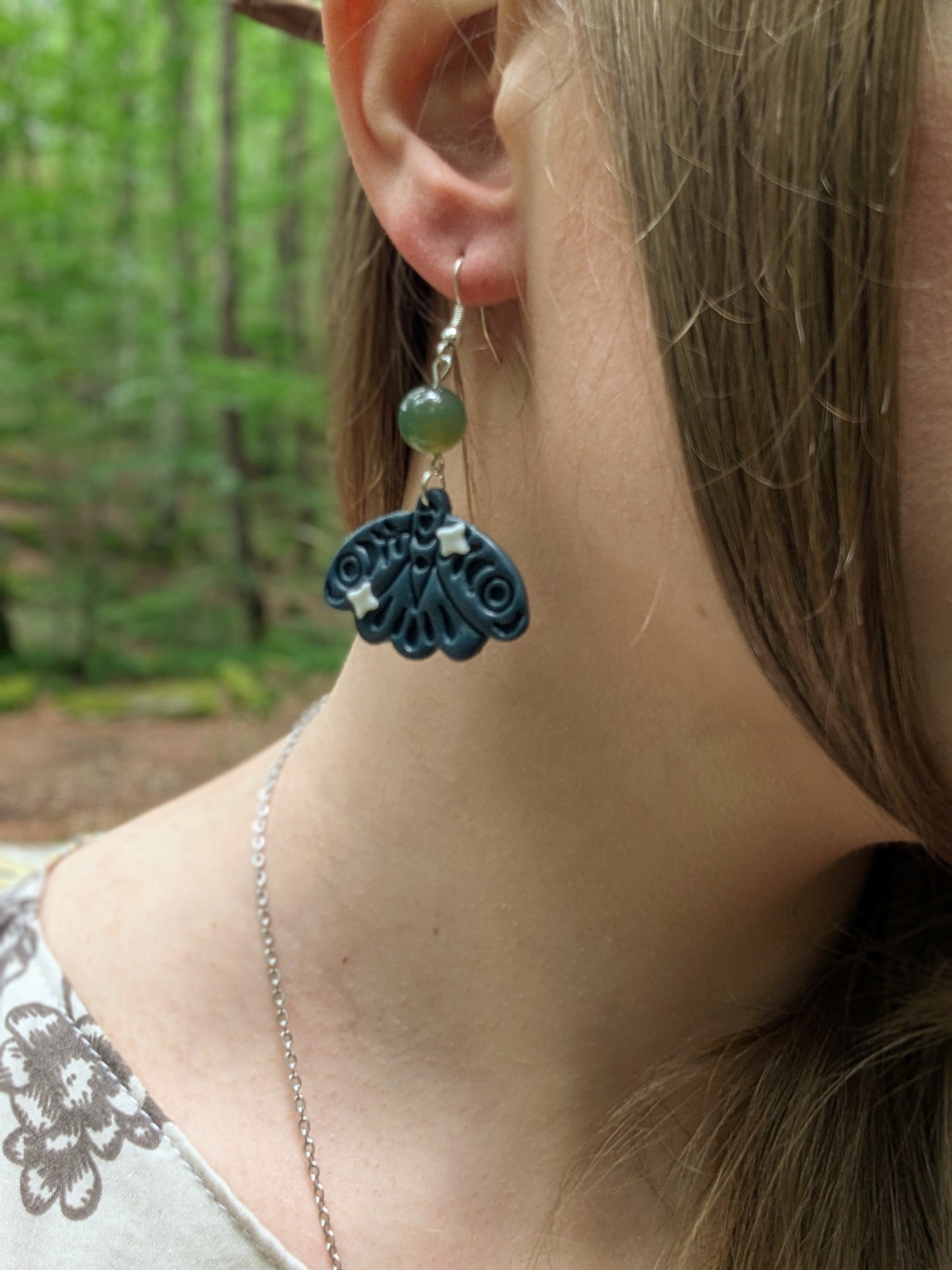 Boucles d'oreilles Phalènes Vert Forêt