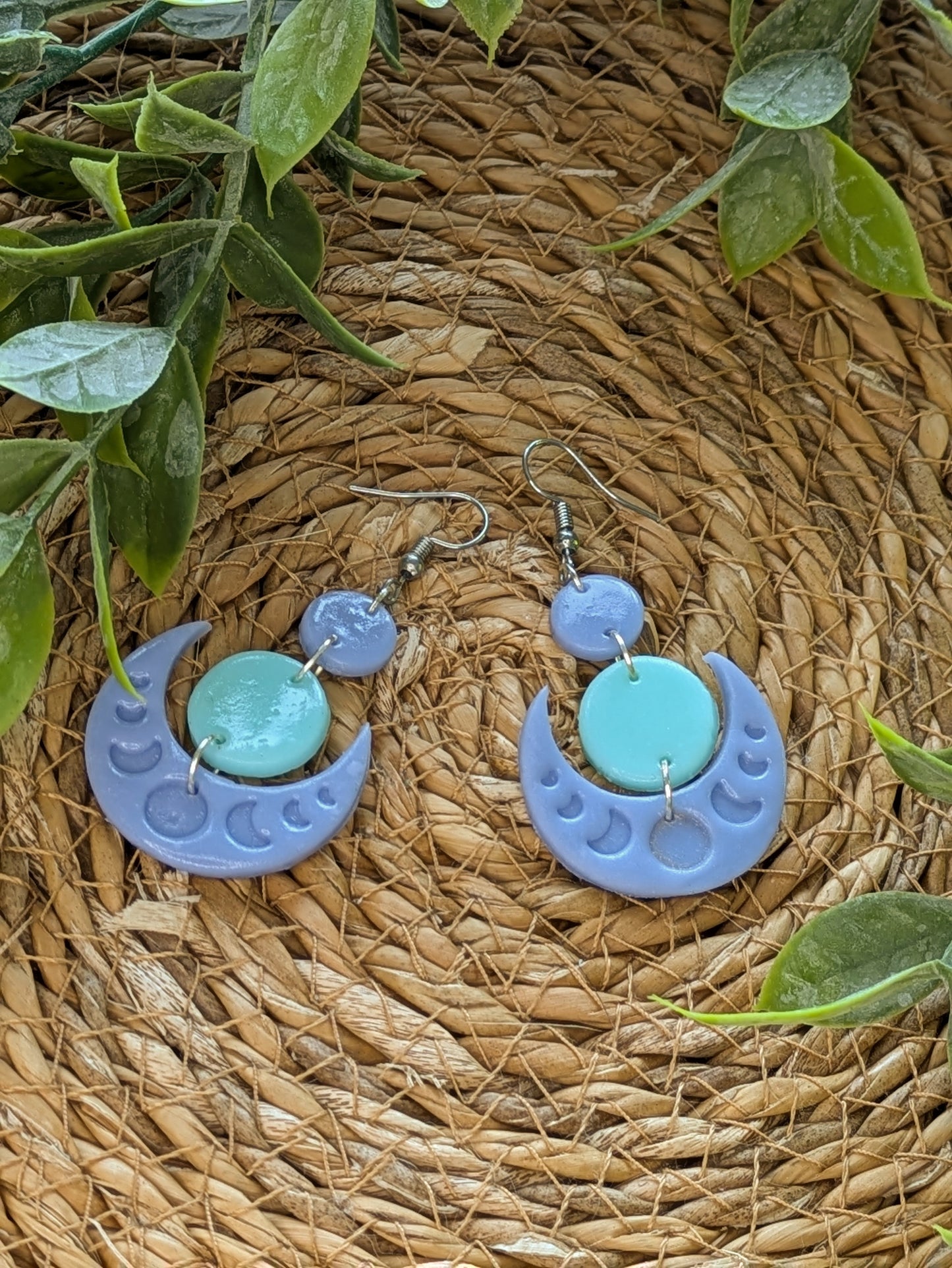 Boucles d'oreilles Lunes Pastel Bleue