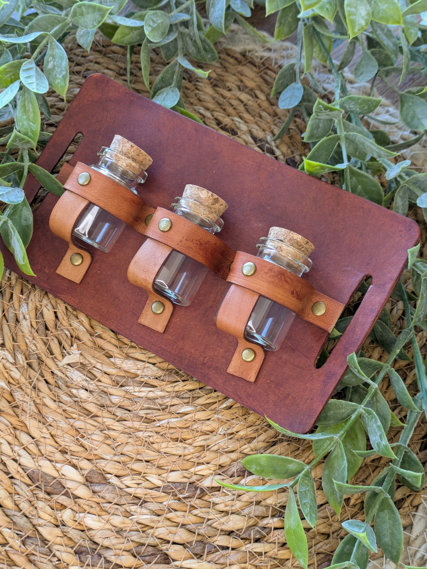 Porte-potions en Cuir Brun Clair