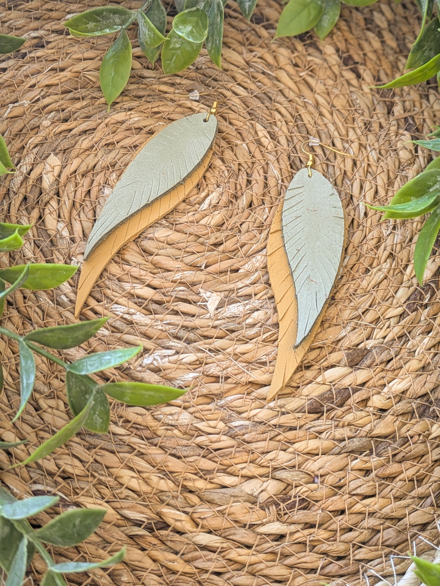 Boucles d'oreilles Grandes Plumes en cuir