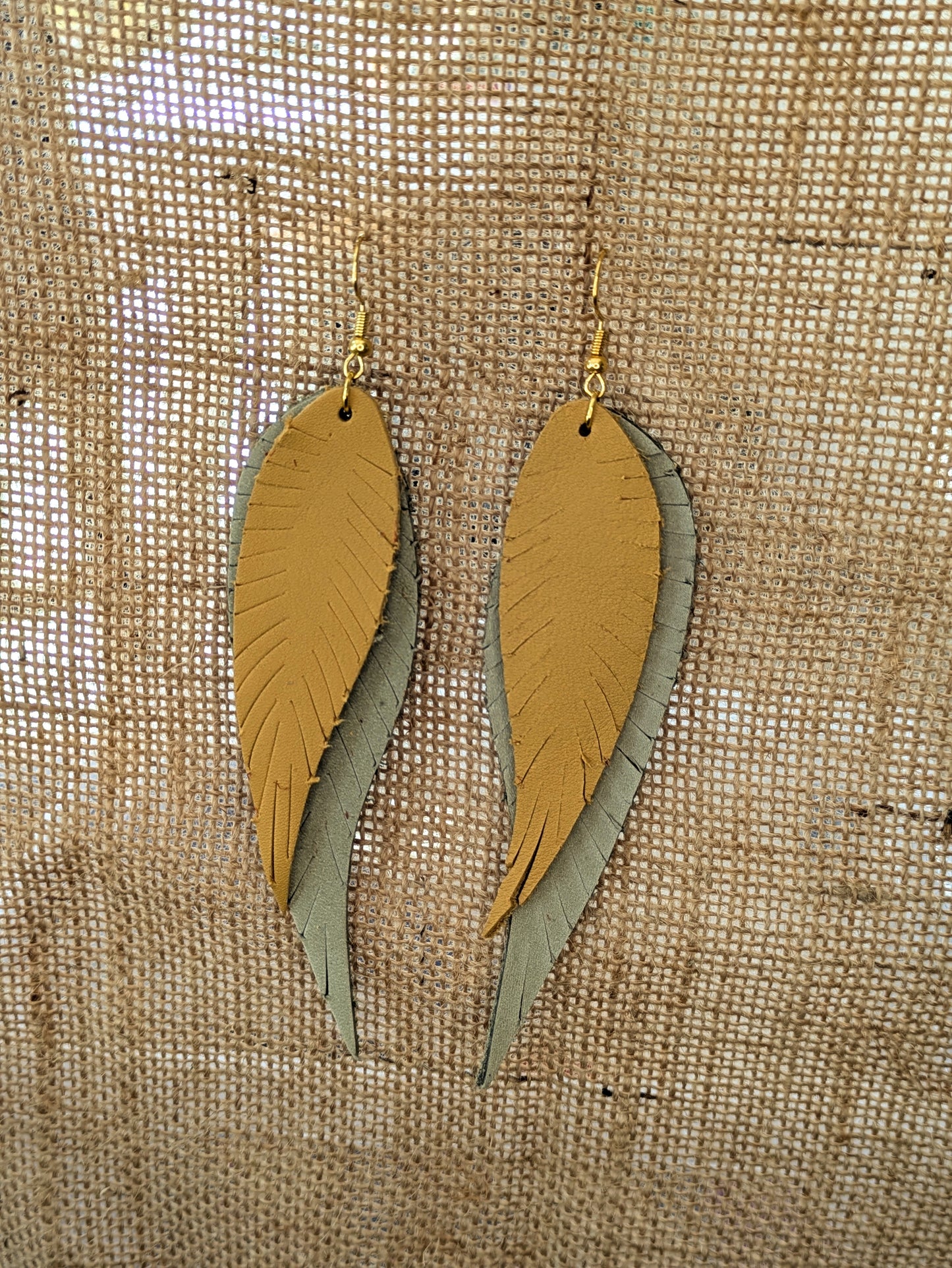 Boucles d'oreilles Grandes Plumes en cuir