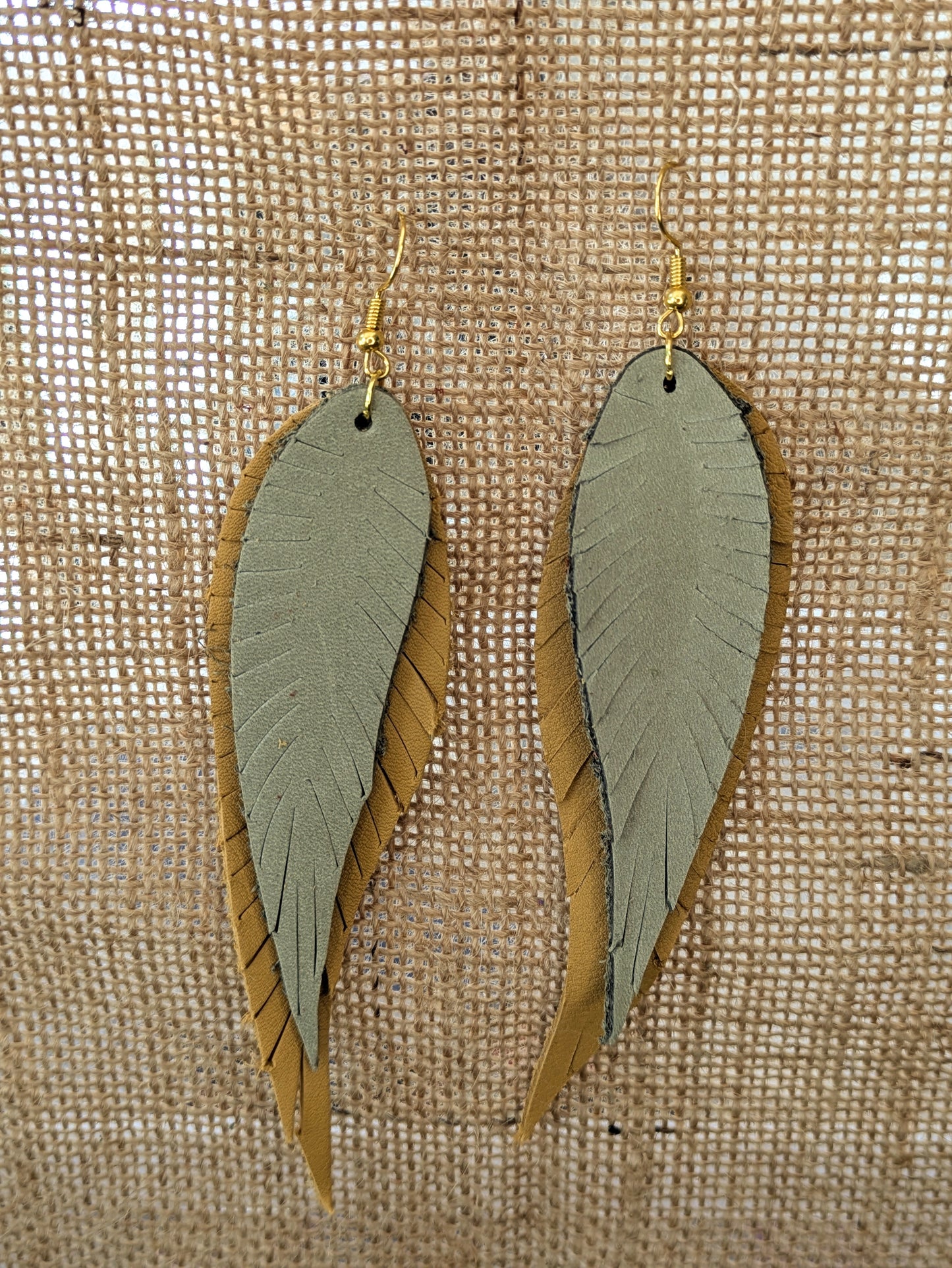 Boucles d'oreilles Grandes Plumes en cuir