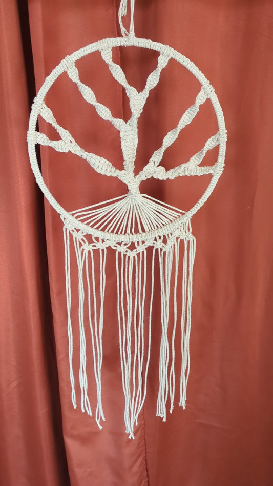 Arbre de vie en macramé Ivoire 30 cm