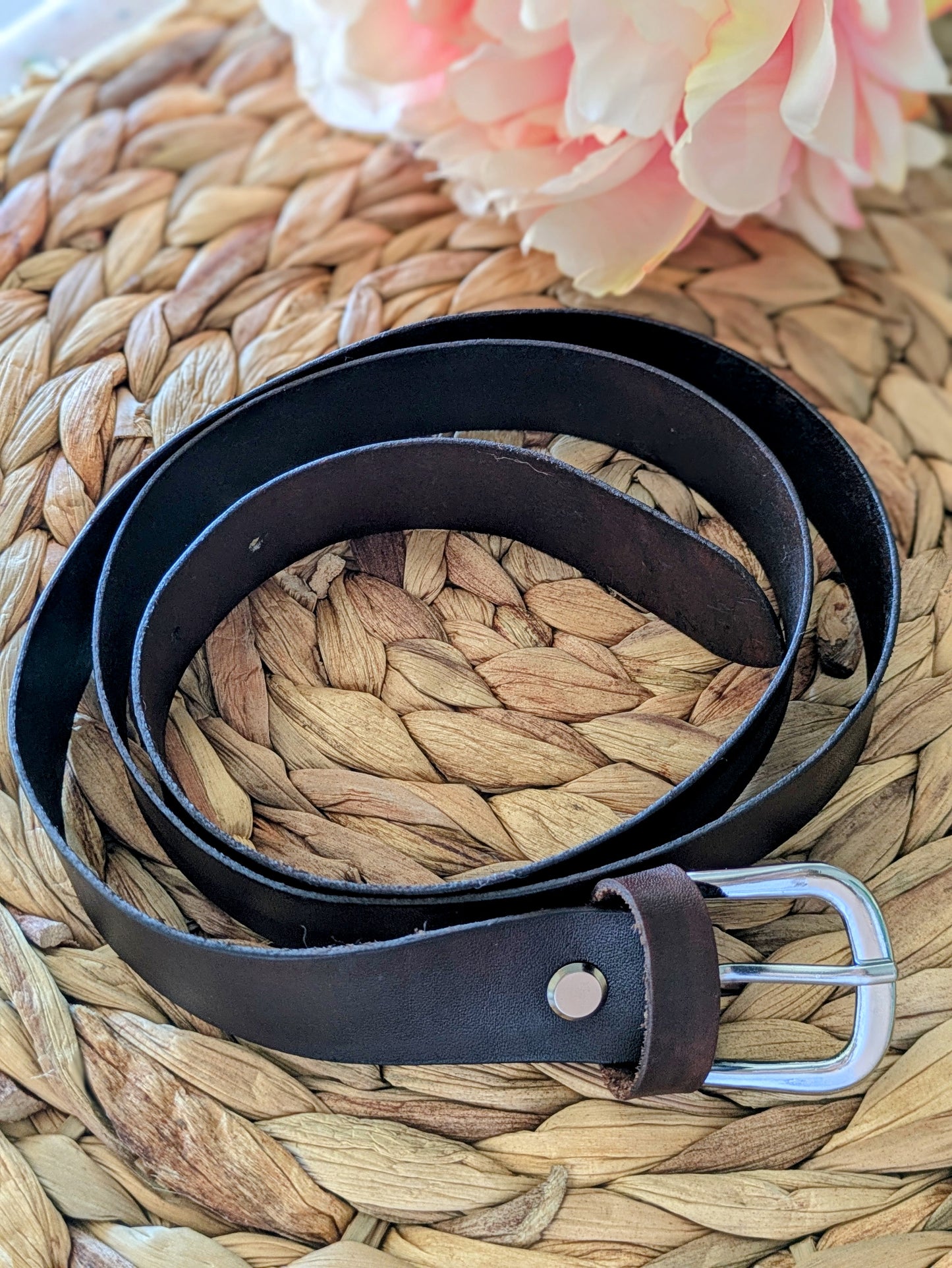 Ceinture cuir brun foncé