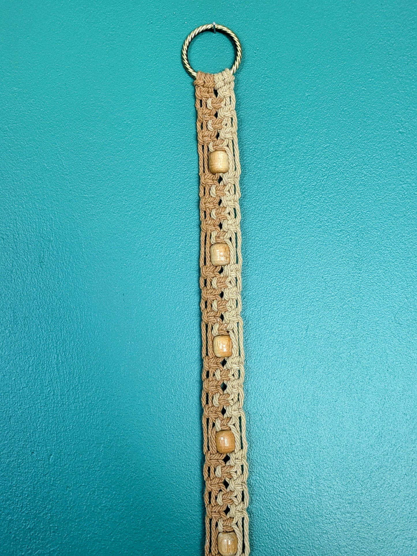 Ceinture Macramé Bicolores Camel/ Ocre et perles