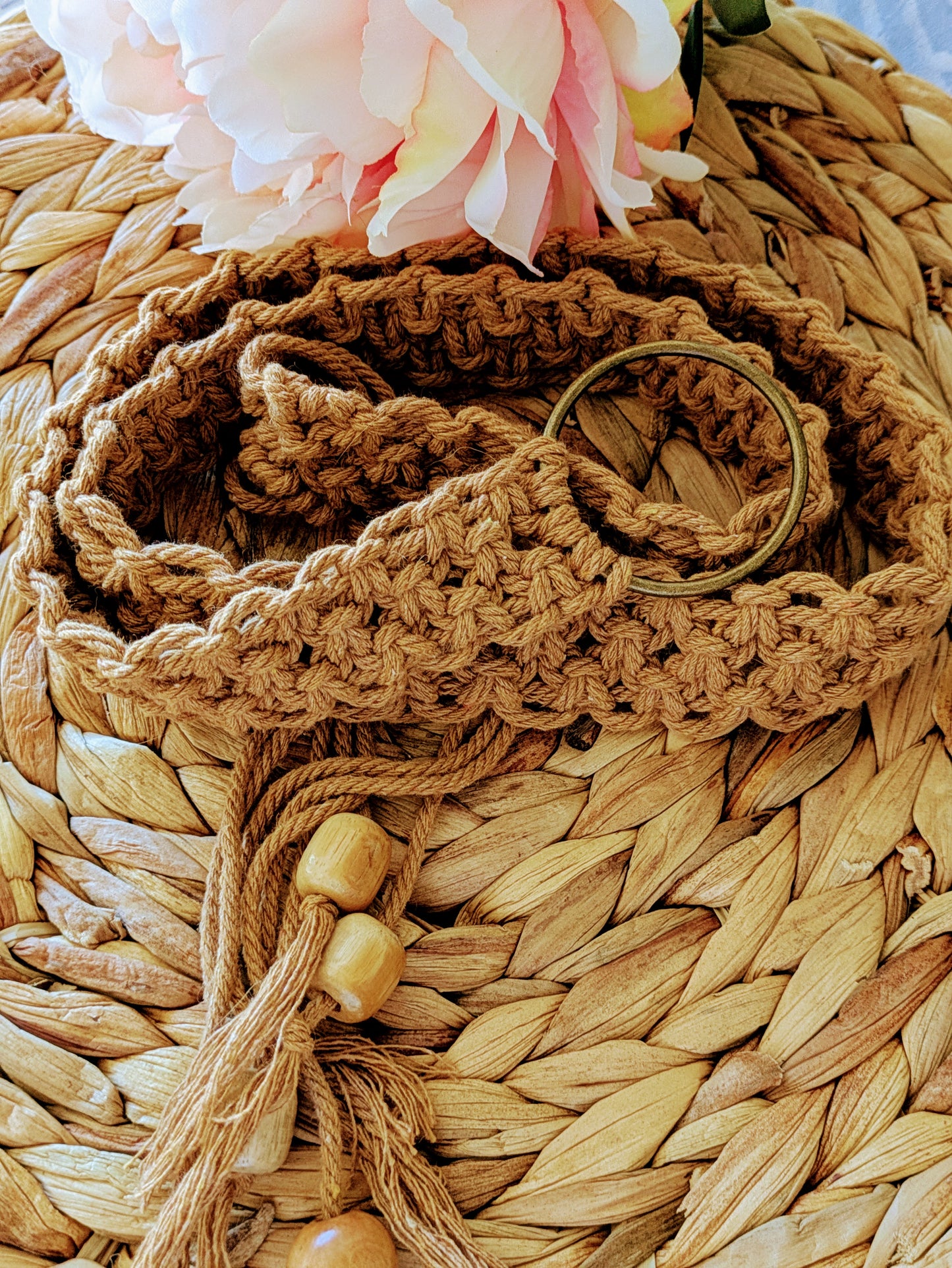 Ceinture macramé Ocre
