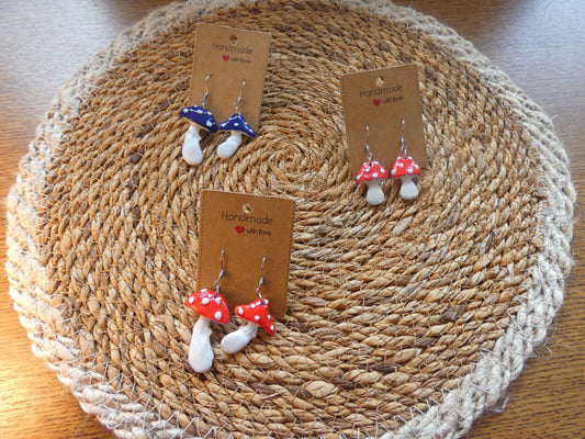 Boucles d'oreilles amanites petites