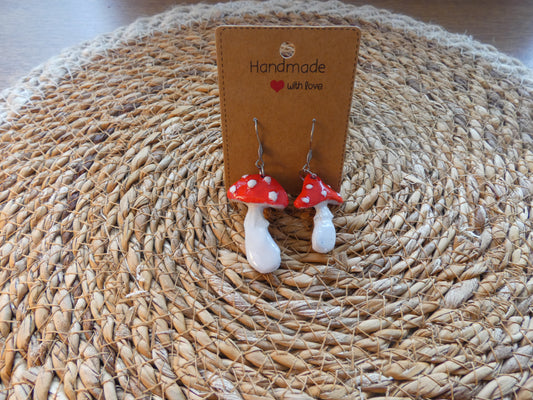 Boucles d'oreilles amanites grandes