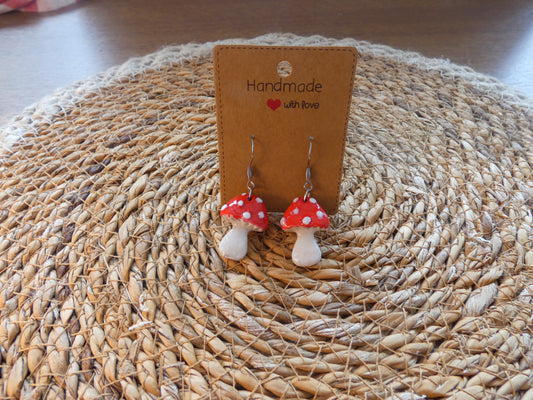 Boucles d'oreilles amanites petites