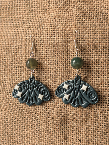 Boucles d'oreilles Phalènes Vert Forêt