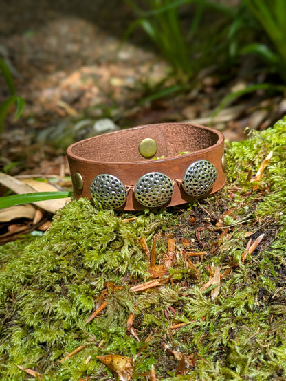 Bracelet en cuir Marron et perles