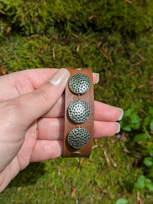 Bracelet en cuir Marron et perles