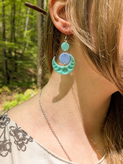 Boucles d'oreilles Lunes Pastel Verte