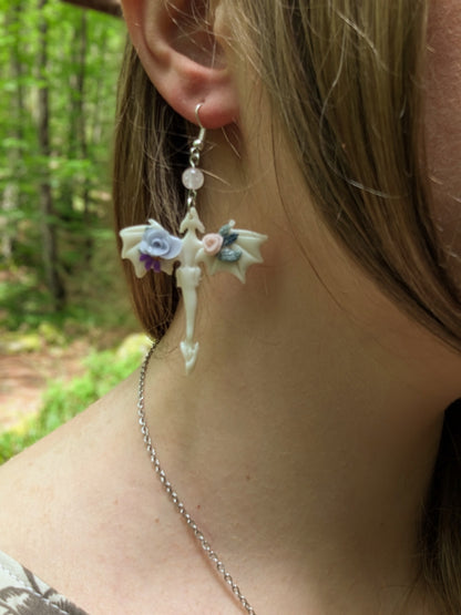Boucles d'oreilles Dragons fleuris