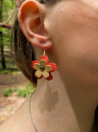 Boucles d'oreilles Fleurs de cerisier en cuir