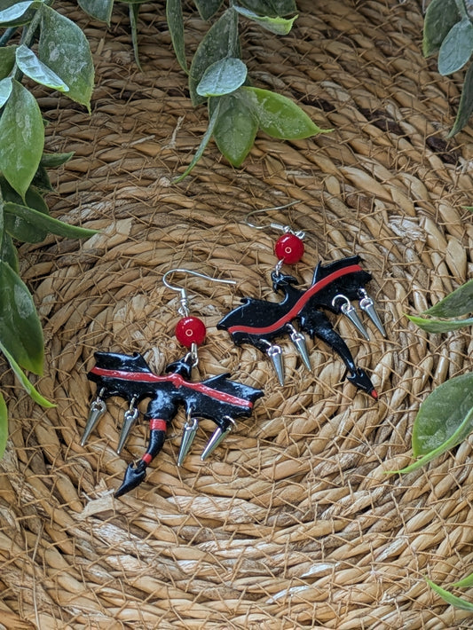 Boucles d'oreilles Dragons Rouges et Noirs