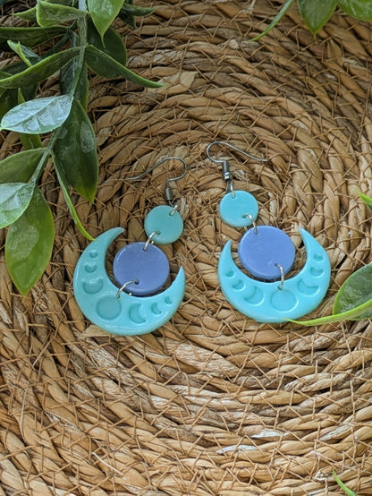 Boucles d'oreilles Lunes Pastel Verte