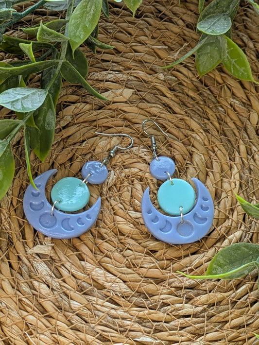 Boucles d'oreilles Lunes Pastel Bleue