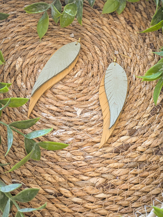 Boucles d'oreilles Grandes Plumes en cuir