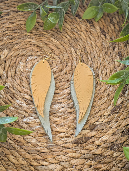 Boucles d'oreilles Grandes Plumes en cuir