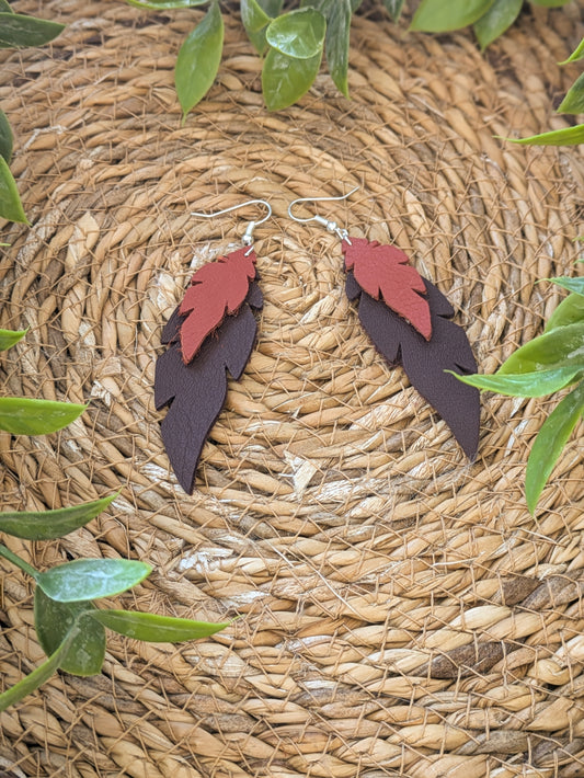 Boucles d'oreilles Petites Plumes en cuir