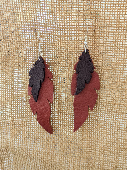 Boucles d'oreilles Petites Plumes en cuir