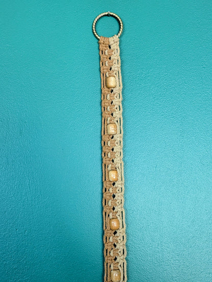 Ceinture Macramé Bicolores Camel/ Ocre et perles