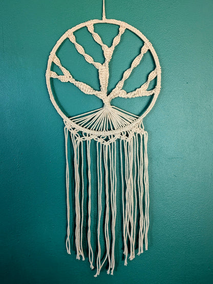 Arbre de vie en macramé Ivoire 30 cm