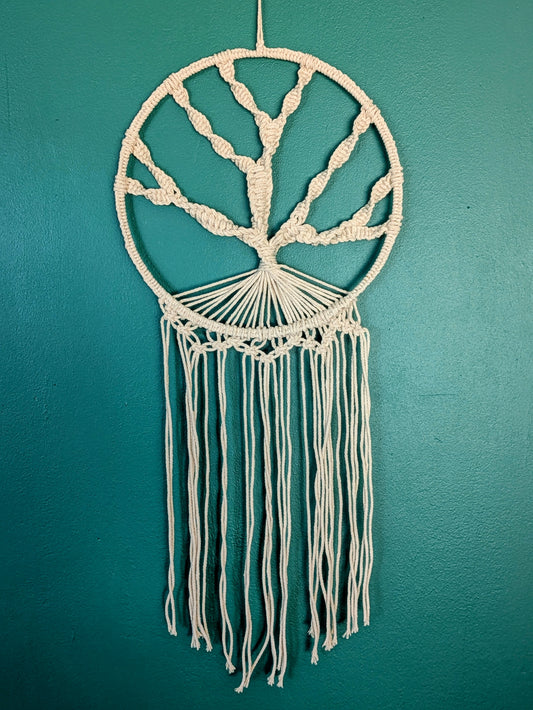 Arbre de vie en macramé Ivoire 30 cm